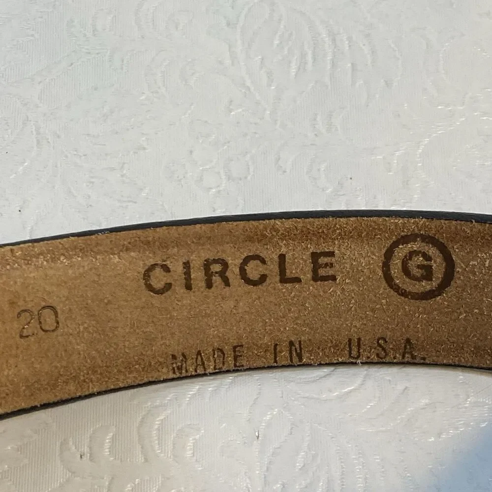 Circle G Hand Tooled Black Leather Dog Collar 20
